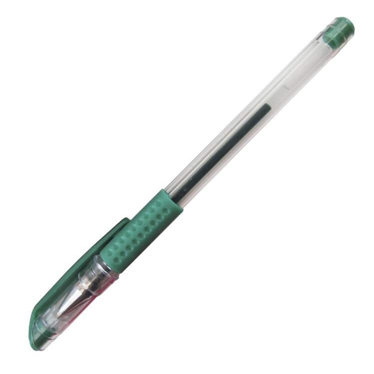 Ручка гелева; 0.7мм; стрижень зел.; корп.прозор.; арт. KL0429-G; KLERK - фото №1
