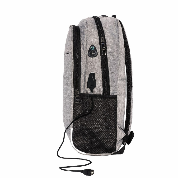 Рюкзак; 44*30*14см; сірий; п/е; з роз'ємом для USB зарядки та навушників; арт. 6605/3_сірий; VGR - фото №{$addimg_counter}