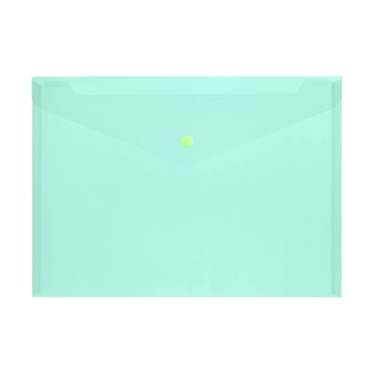Папка-конверт пласт. на кнопці; А4; 120мкм, прозор.; кол.асорті; арт. KL0100; KLERK - фото №1