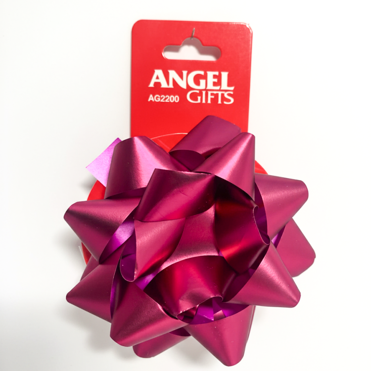 Бант та стрічка в наборі; колір малиновий; 1 бант 10см + стрічка 2см*4м.; матеріал: поліпропілен; арт. AG2200; ANGEL GIFTS - фото №1