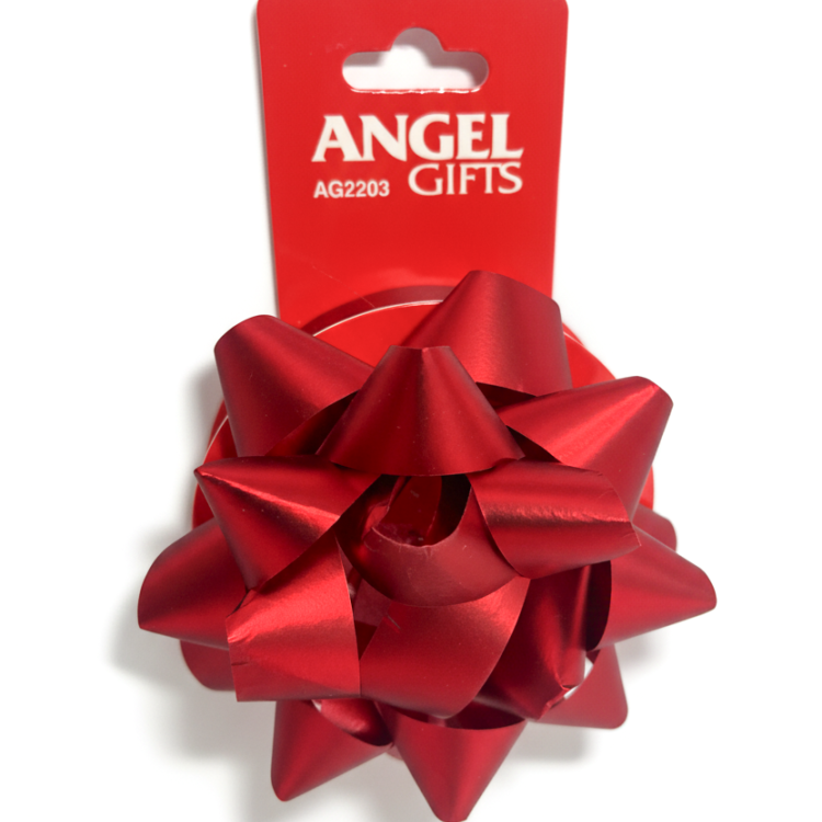 Бант та стрічка в наборі; колір червоний; 1 бант 10см + стрічка 2см*4м.; матеріал: поліпропілен; арт. AG2203; ANGEL GIFTS - фото №1