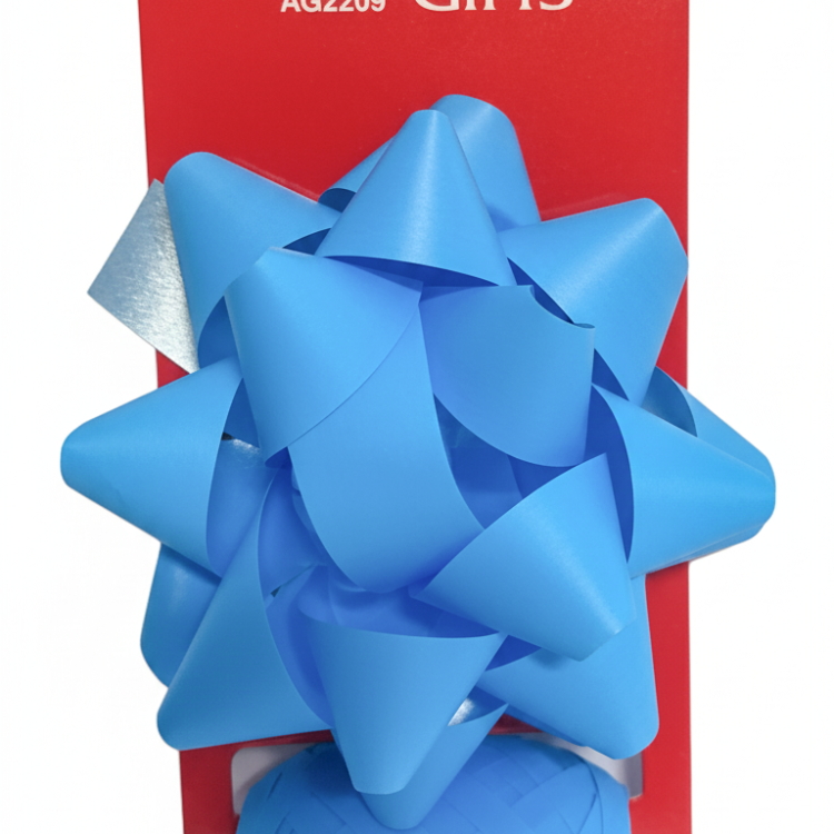 Бант та стрічка-кокон в наборі; колір блакитний; 1 бант 8 см.+ стрічка 5мм*10м; матеріал: поліпропілен; арт. AG2209; ANGEL GIFTS - фото №1