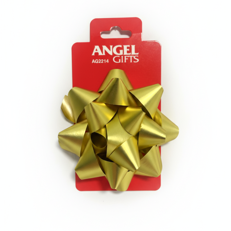 Бант подарунковий; матовий; колір золото; 10см; матеріал: поліпропілен; арт. AG2214; ANGEL GIFTS - фото №1