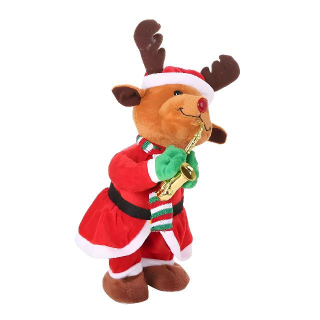 Олень-саксофоніст інтерактивний; 33см; арт. AG3469; ANGEL GIFTS