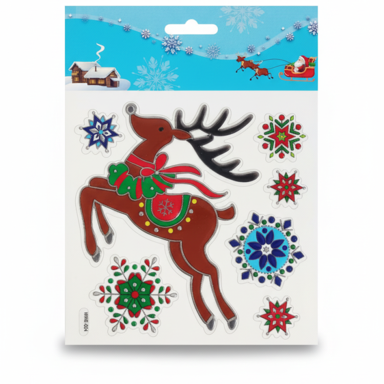 Наклейки новорічні на вікна, 6 шт матеріал: ПВХ; арт. AG3490; ANGEL GIFTS - фото №1