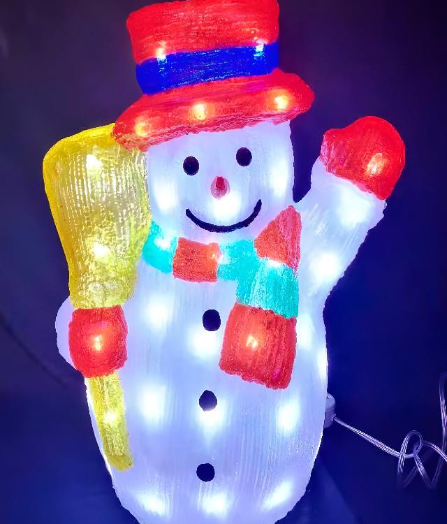 Сніговик у циліндрі світлодіодний 60 LED. матеріал акрил; 40 см.арт. AG3517; ANGEL GIFTS - фото №1