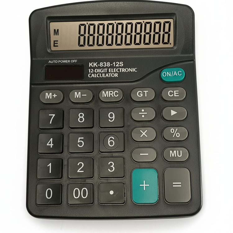 Калькулятор 12-розрядний; 150*120*26 мм., кол.чор.; арт. KL6140; KLERK - фото №1