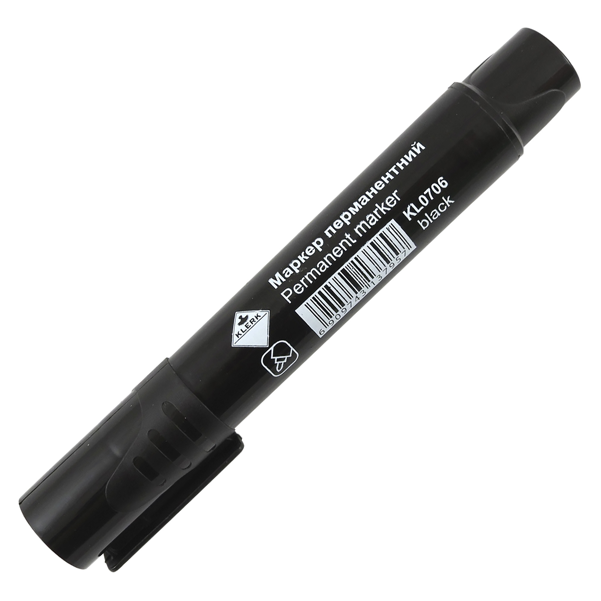 Маркер перм. товстий; кол. чор.; закругл., товщ.линії 2-4мм; арт. KL0706; KLERK