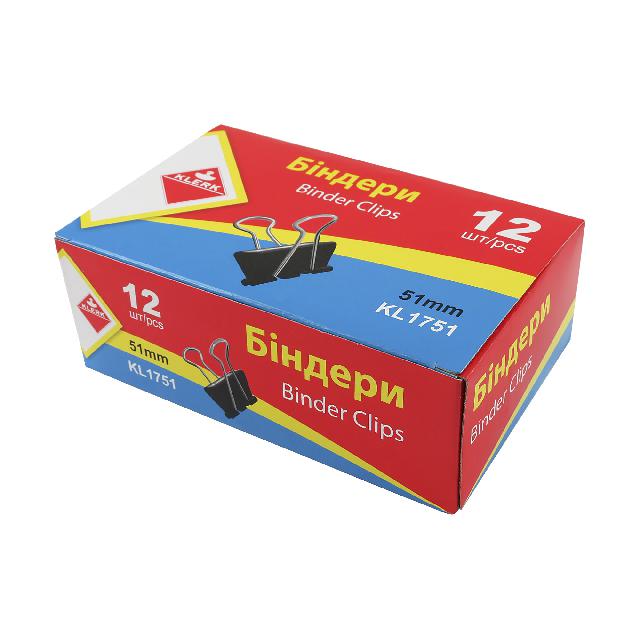 Біндери; №51; (12шт у пач.); чорні; арт. KL1751; KLERK