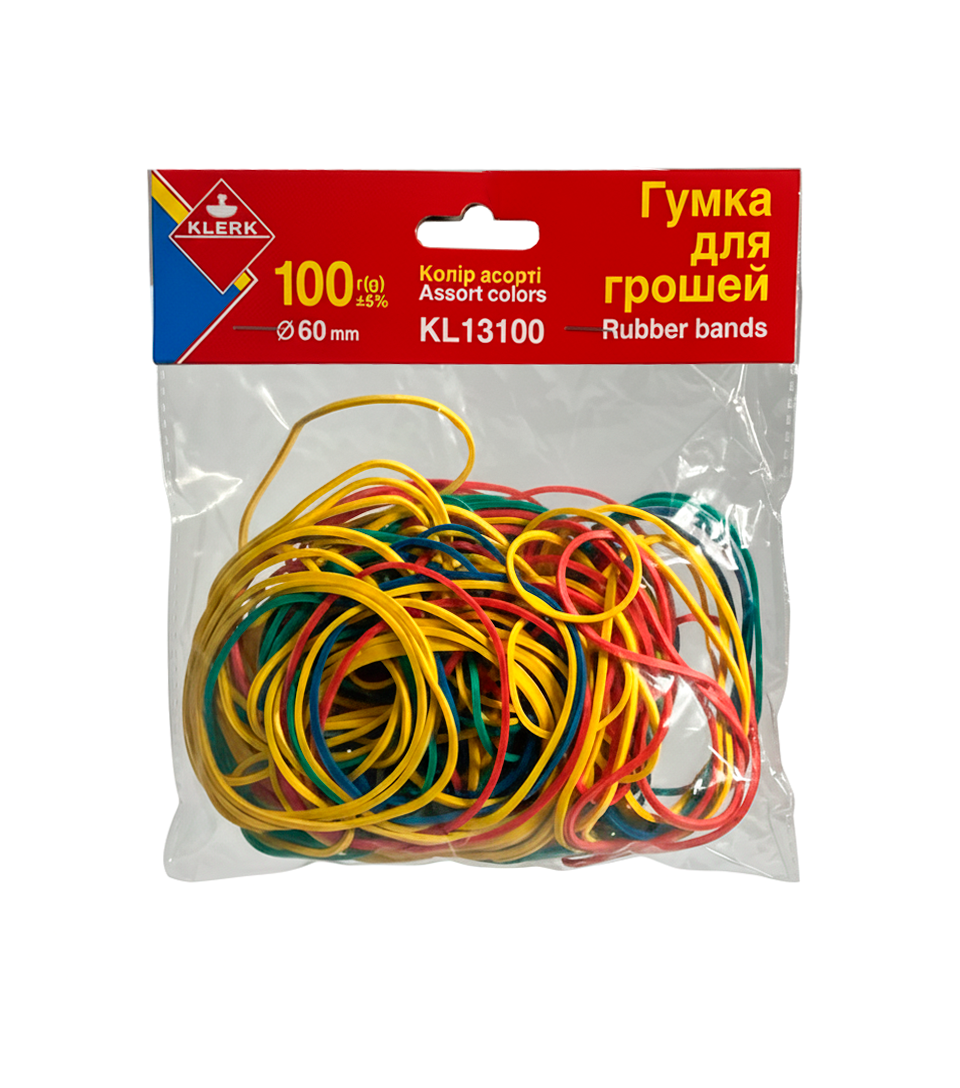 Гумки для грошей; 100г, d=60мм; кол. асорті; арт. KL13100; KLERK