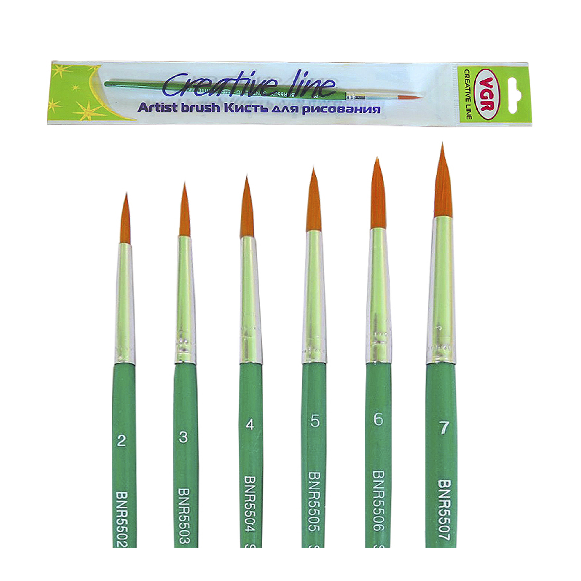 Пензлик синтетика круглий; №5; інд.упак+європідв.; арт. BNR-5505; VGR