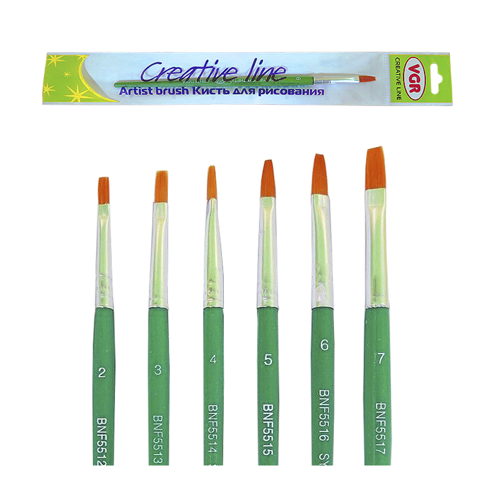 Пензлик синтетика плаский; №4; інд.упак+європідв.; арт. BNF-5514; VGR