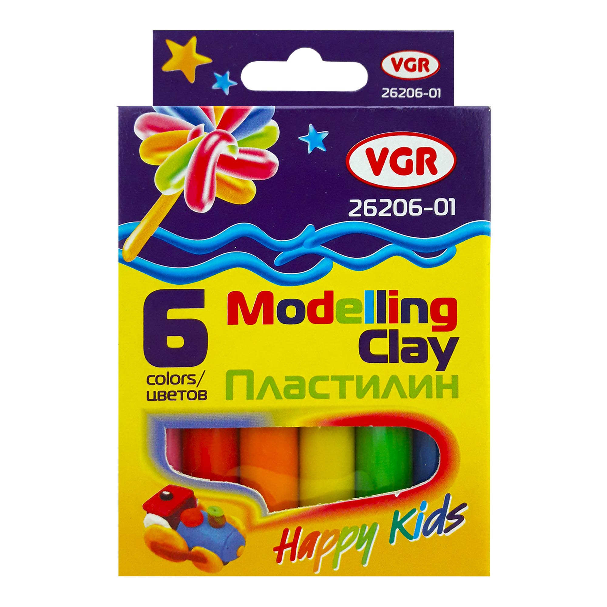 Пластилін; (6кол./100г у наб.); карт.упак. з європідв.; арт. 26206-01; VGR