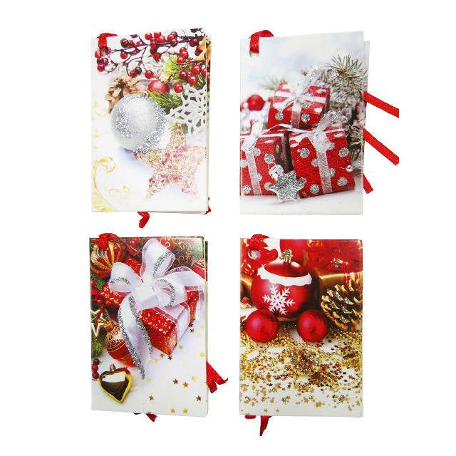 Листівки вітальні новорічні; 5.5*8см; (8шт у пач.); 4 дизайни; арт. 943; ANGEL GIFTS