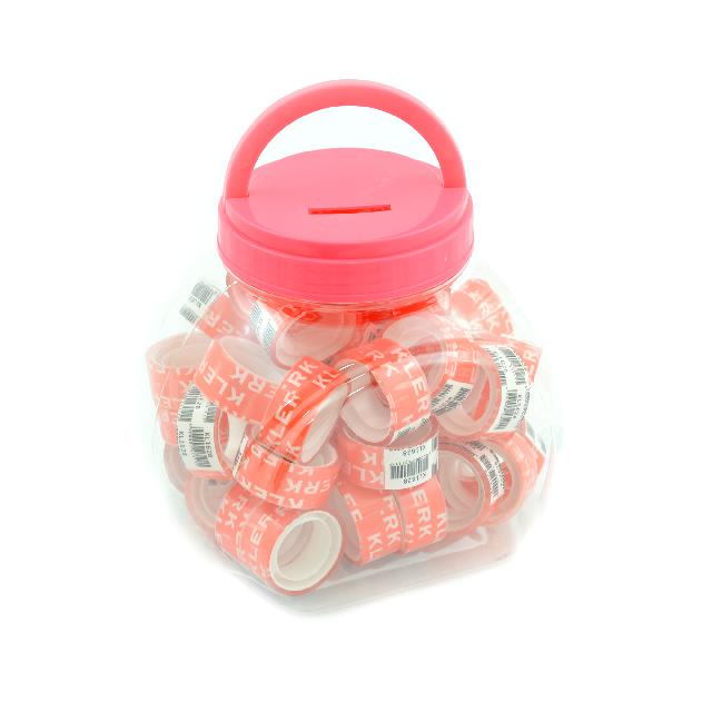 Стрічка клейка канц.; 18мм*10м; прозор.; в банці (втулка d=35мм) арт.KL1628, KLERK