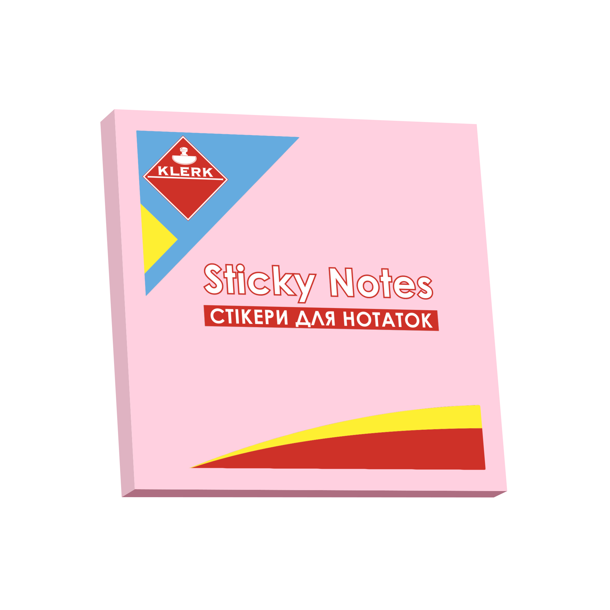 Папір клейкий; 76*76мм; 100арк.; кол. паст. рож.; арт. KL21502; KLERK