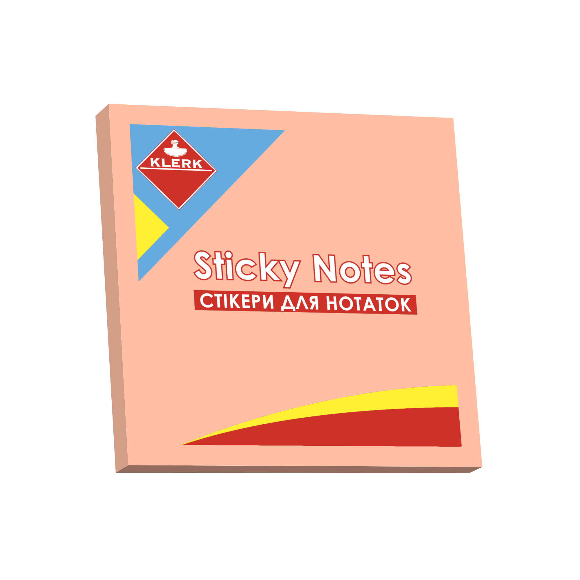 Папір клейкий; 76*76мм; 100арк.; кол.неон. рожевий.; арт. KL21507; KLERK