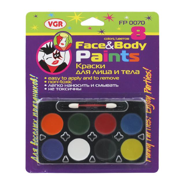 Фарби для обличчя, 8кол., пензлик у компл., арт. FP0070, VGR