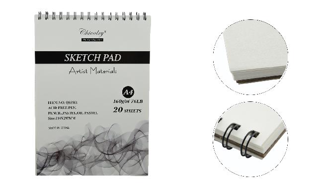 Альбом на пруж. для худож. робіт (олівець, акварель,пастель), А4, 20 арк. 160 г/м2. арт. QS5501A4; Chivalry