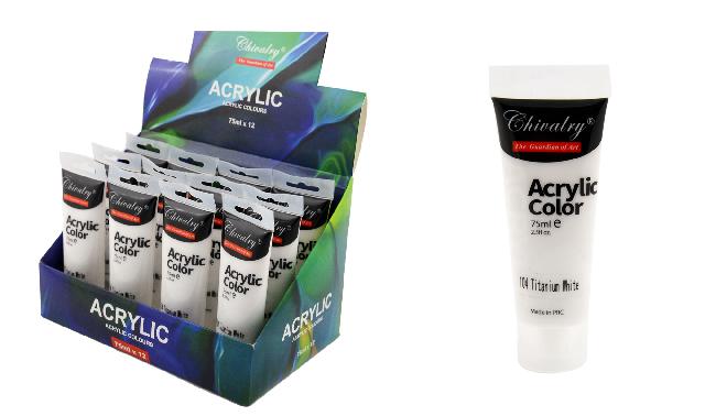 Фарба акрилова в тюб. кол. білий. 75 мл. арт. QSA7512-W; Chivalry