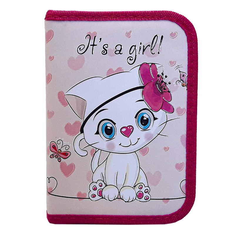 Пенал без напов. на молнії; 20*13*3 см. "Кіт з квіткою"; арт. VR23000 VGR