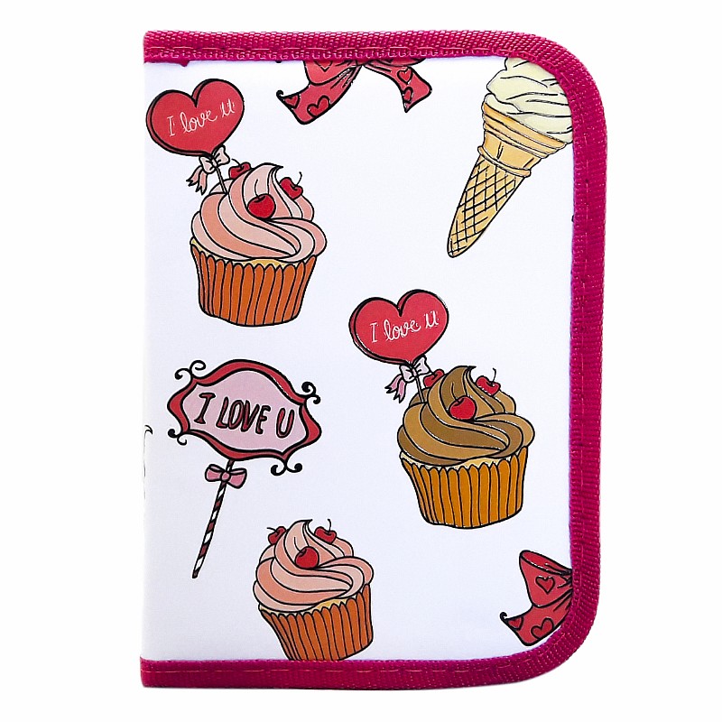 Пенал без напов. на молнії; 20*13*3 см., "Тістечка", арт. VR23004 VGR