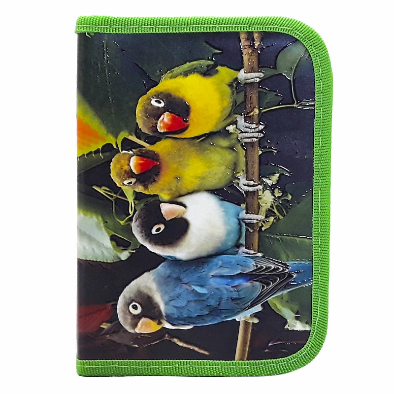 Пенал без напов. на молнії; 20*13*3 см.,"Папуги" арт. VR23013 VGR