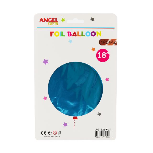 Кулька повітряна 45см. "Куля";  фольга; кол. асорті; арт. AG1626-003; ANGEL GIFTS