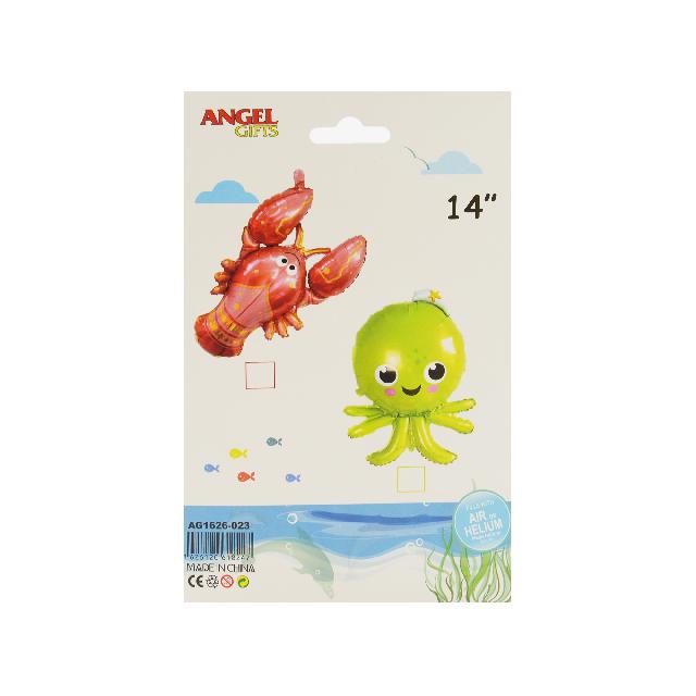Кулька повітряна; 36 см. (Морський світ)  фольга; кол. асорті; арт. AG1626-023; ANGEL GIFTS