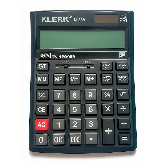 Калькулятор 14-розрядний; 205*155*40мм; кол.чор.; арт. KL888; KLERK