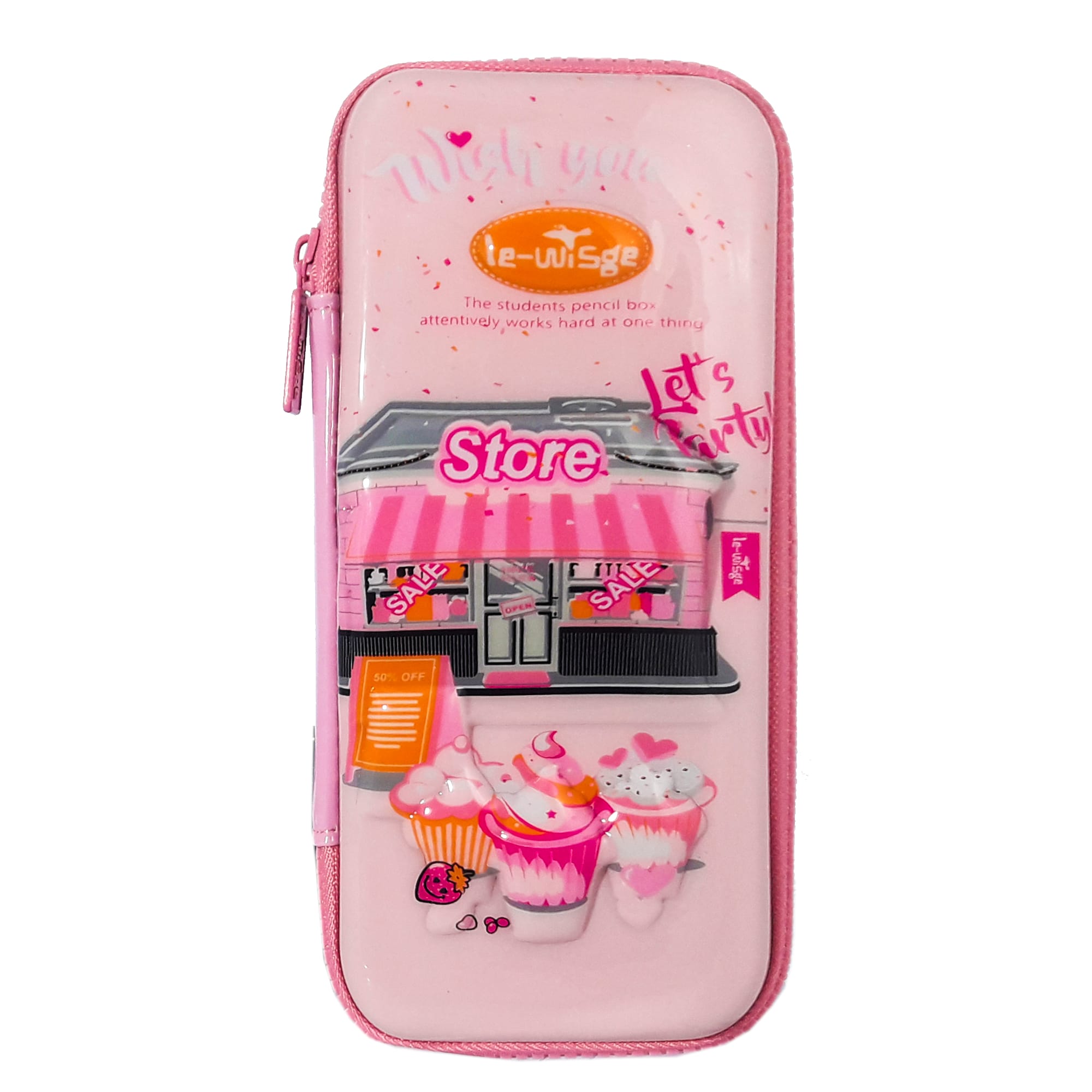 Пенал каркасний 3D; 22*9,5*4 см. ; "Магазин" кол. рожевий; арт. VR23125; Le-WiSge