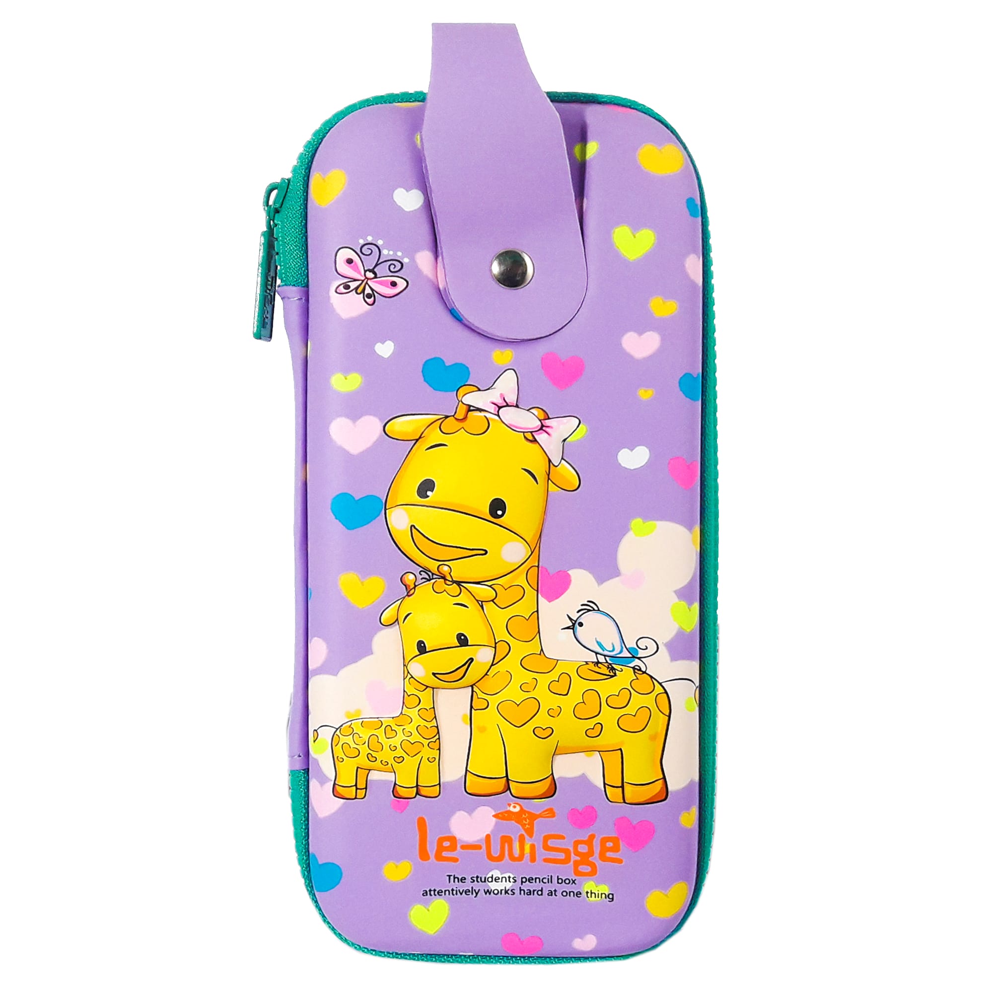 Пенал каркасний 3D; 22*9,5*4 см. ; "Жираф" кол. бузковий; арт. VR23133; Le-WiSge