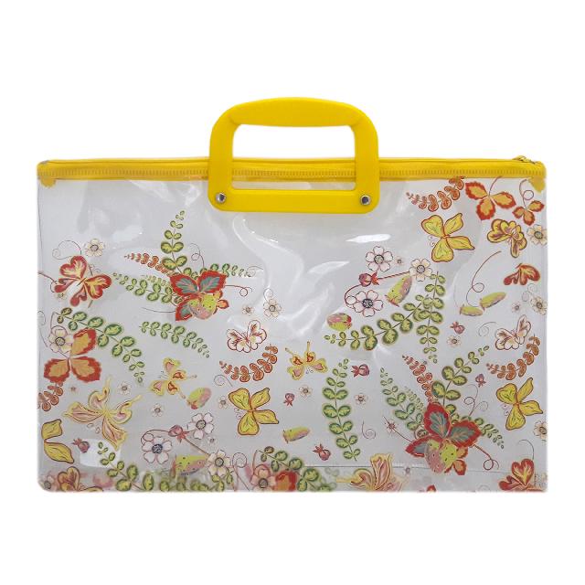 Портфель на блискавці; 28*39см; пластик.; кол. жовтий; арт. VR22409