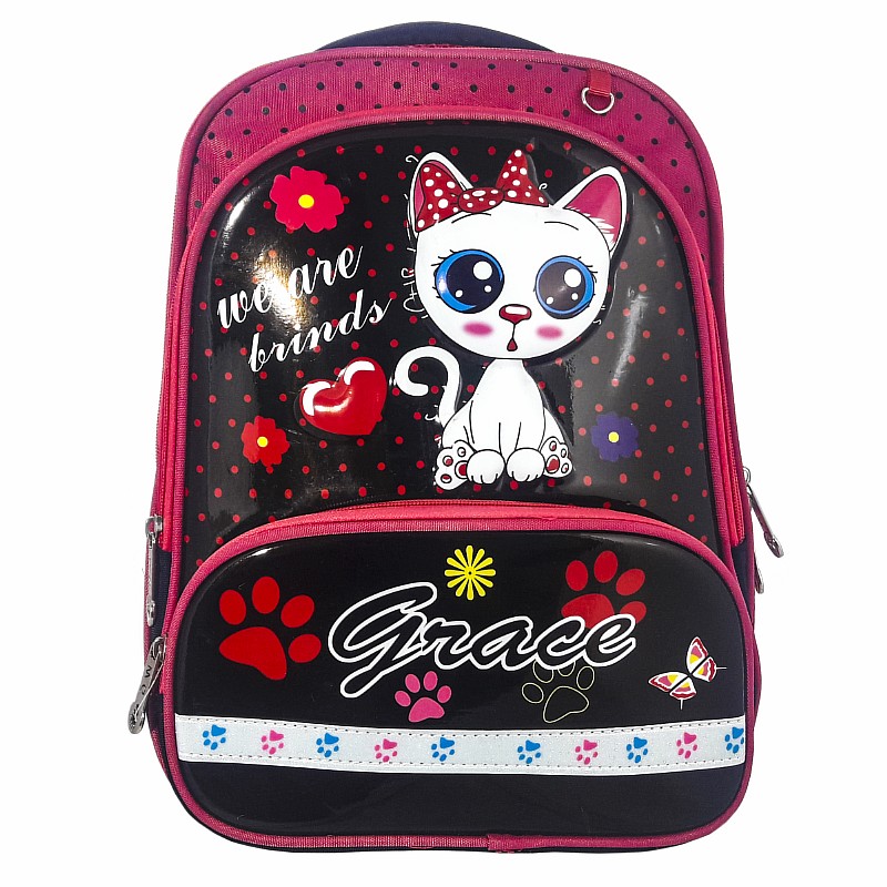 Рюкзак 35,5*26*19 см "Кіт" рожевий з чорним; поліестер; арт. VR24221_рожевий з чорним; VGR
