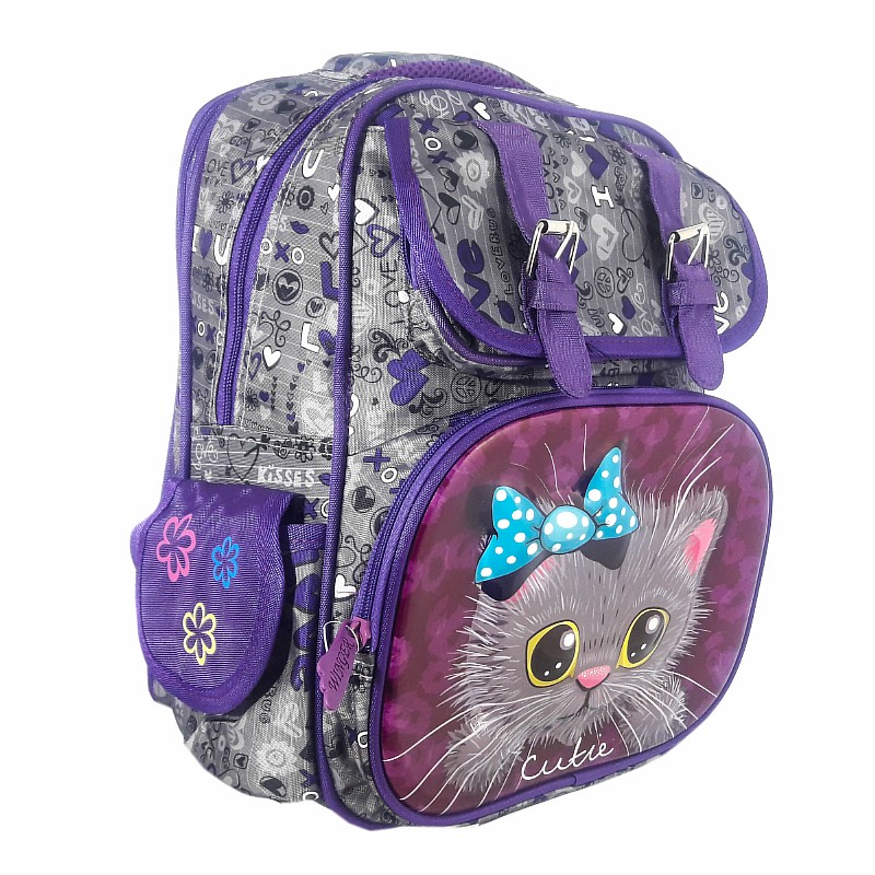 Рюкзак 34,5*25*17 см "Кіт" сірий з фіолетовим; поліестер; арт. VR24234_сірий з фіолет; VGR