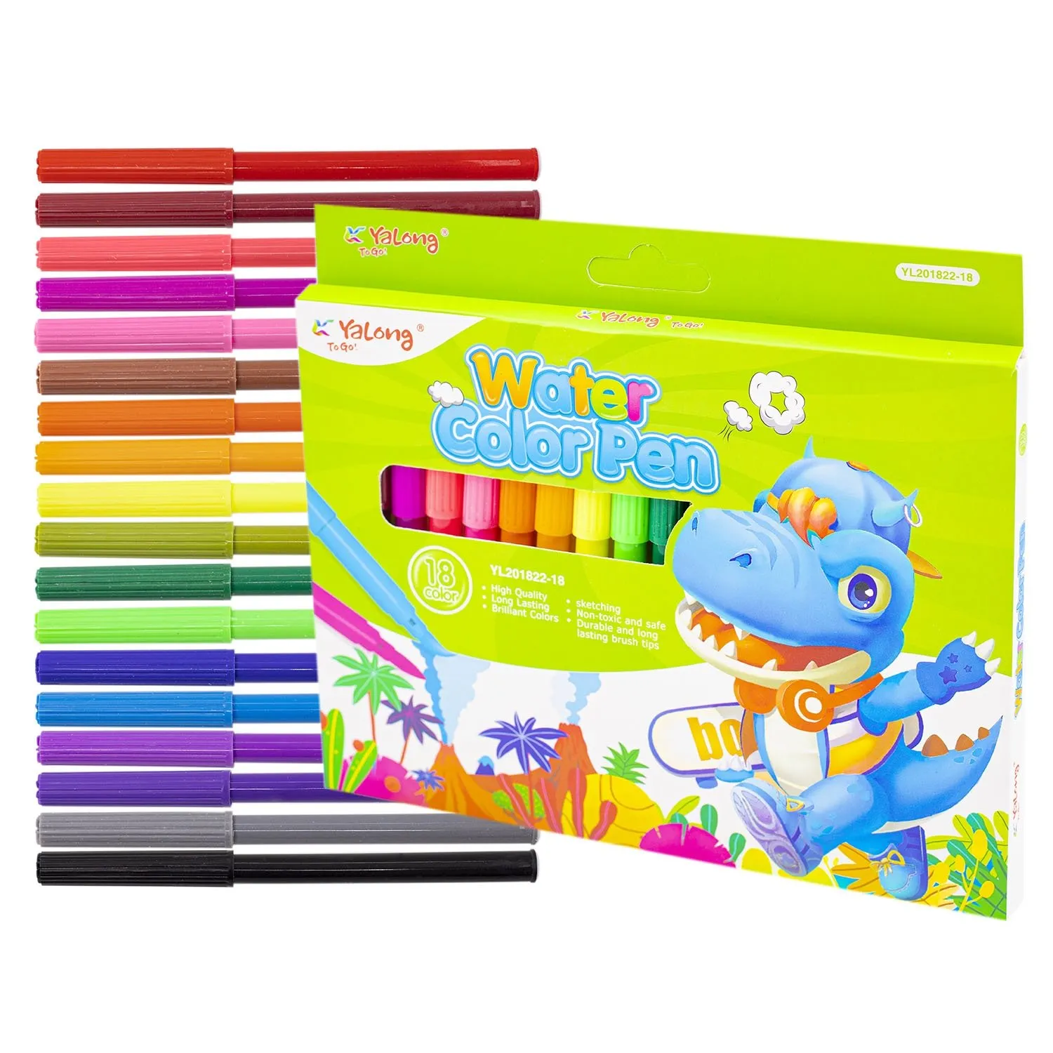 Фломастери "Water СolorPen"; (18 кол. у наб.); карт. упак.; арт. YL201822-18; Yalong