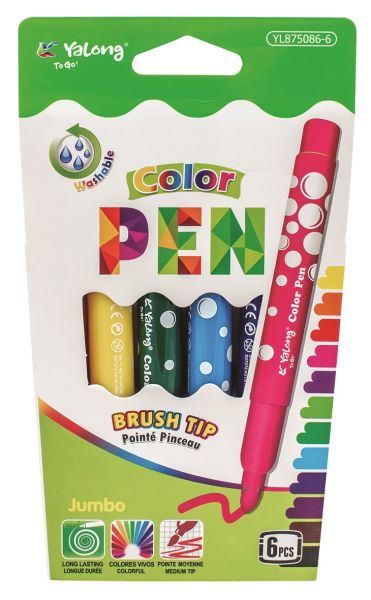 Фломастери Jumbo; (6 кол. у наб.) товст.корп.; карт. упак.; арт. YL875086-6; Yalong