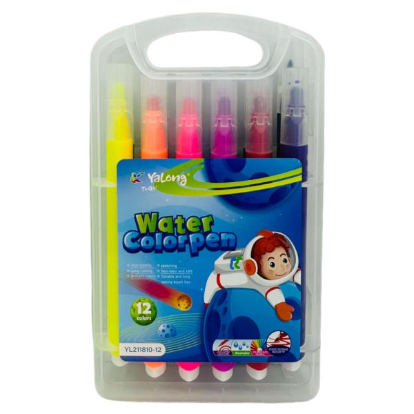 Фломастери "Water СolorPen"; (12 кол. у наб.); пластиковий бокс; арт. YL211810-12; Yalong