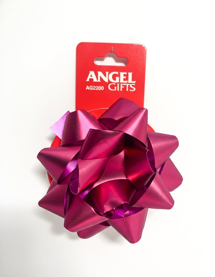 Бант та стрічка в наборі; колір малиновий; 1 бант 10см + стрічка 2см*4м.;  матеріал: поліпропілен; арт. AG2200; ANGEL GIFTS