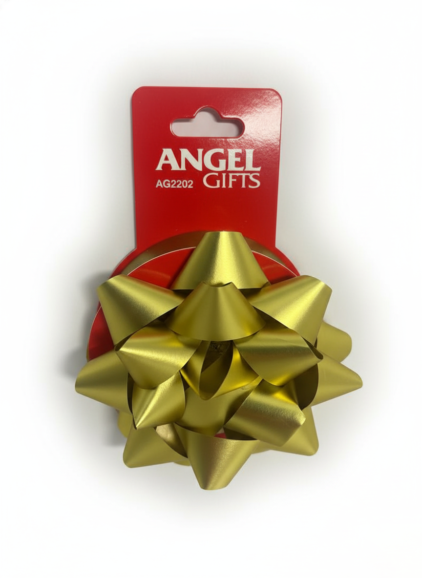 Бант та стрічка в наборі; колір золото; 1 бант 10см + стрічка 2см*4м.;  матеріал: поліпропілен; арт. AG2202; ANGEL GIFTS