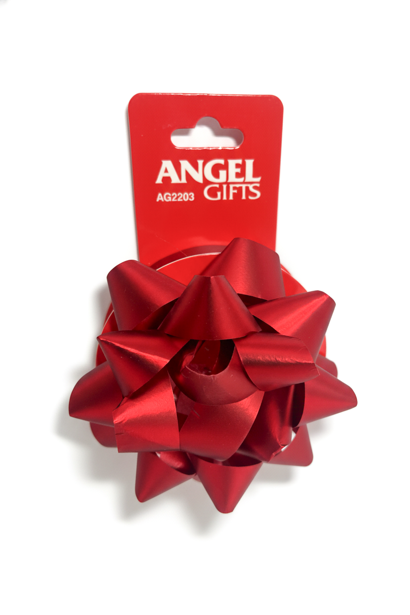 Бант та стрічка в наборі; колір червоний; 1 бант 10см + стрічка 2см*4м.;  матеріал: поліпропілен; арт. AG2203; ANGEL GIFTS