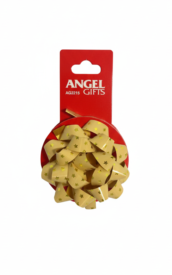 Бант та стрічка в наборі; колір золото; 1 бант 6 см. + стрічка 1.5см*4м;  матеріал: поліпропілен; арт. AG2215; ANGEL GIFTS