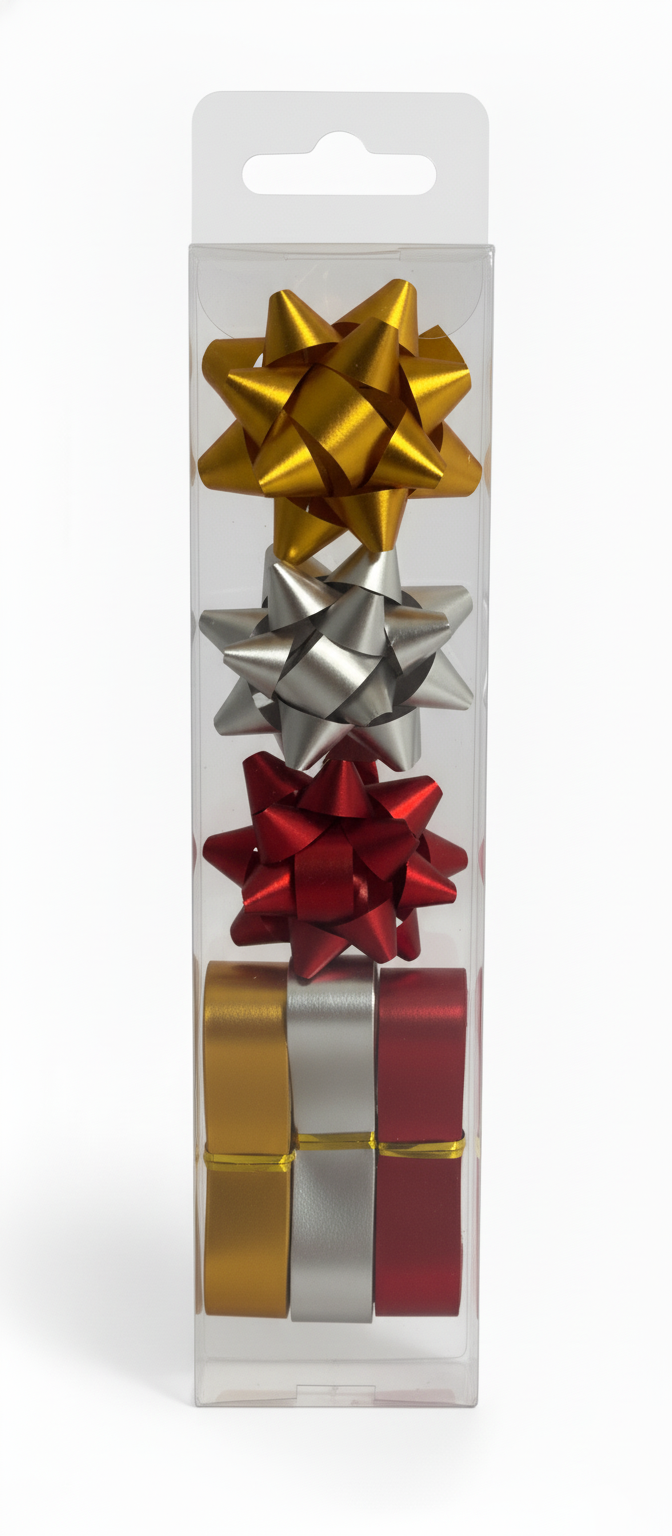 Бант та стрічка в наборі; колір асорті; 3 банта 4см + 3 стрічки 1,5см*10м; матеріал поліпропілен; арт. AG2231; ANGEL GIFTS
