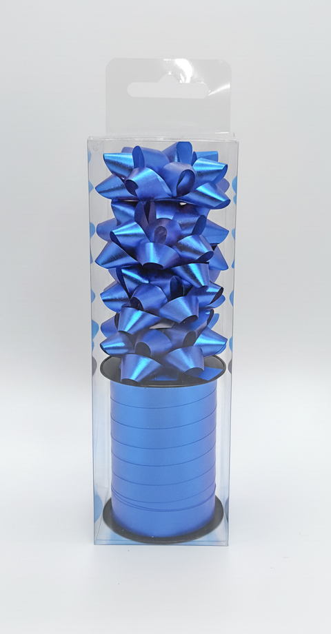 Бант та стрічка в наборі; колір синій; 4 банти 5 см. + стрічка 1см*10м;  матеріал: поліпропілен; арт. AG2244; ANGEL GIFTS