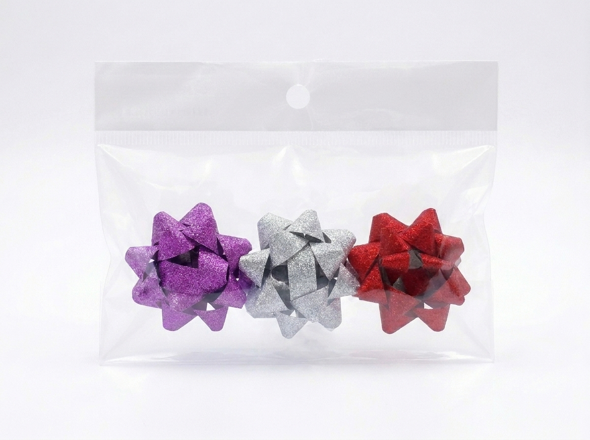 Бант в наборі 3 штуки; 6,5см; глітер; колір асорті; арт.AG1247-3; ANGEL GIFTS