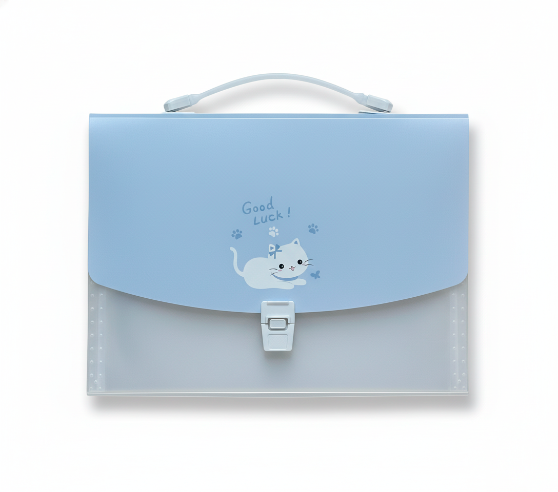 Портфель пластиковий картотека на застібці; 12 відділень; А4; колір блакитний з прозорим; арт. KL10524-1; KLERK