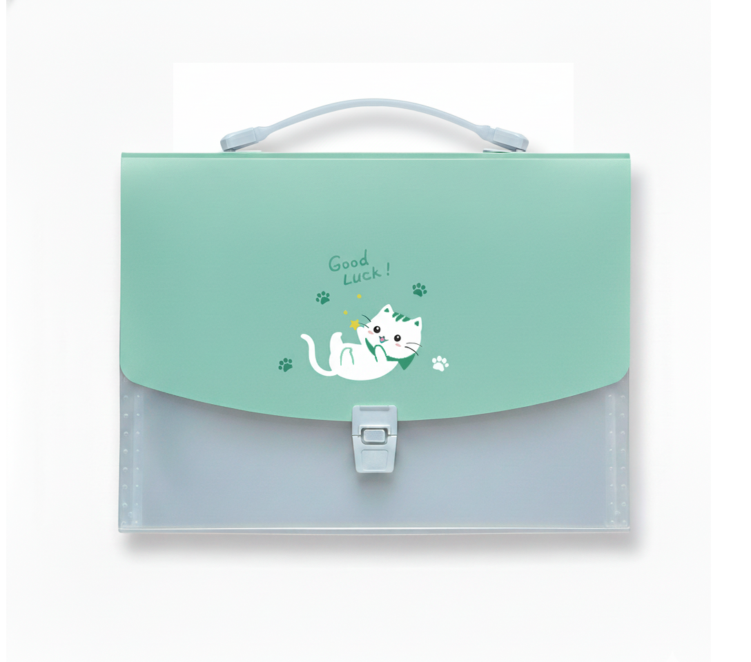 Портфель пластиковий картотека на застібці; 12 відділень; А4; колір м`ятний з прозорим; арт. KL10524-4; KLERK