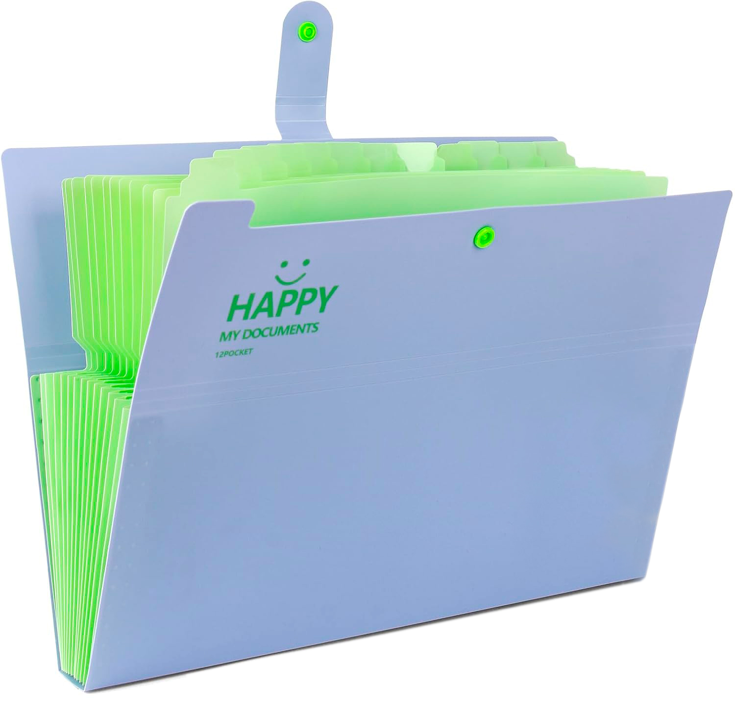 Папка пластикова на 12 відділень; на кнопці; з розширенням; А4; колір бузковий; арт. KL10532-3; KLERK