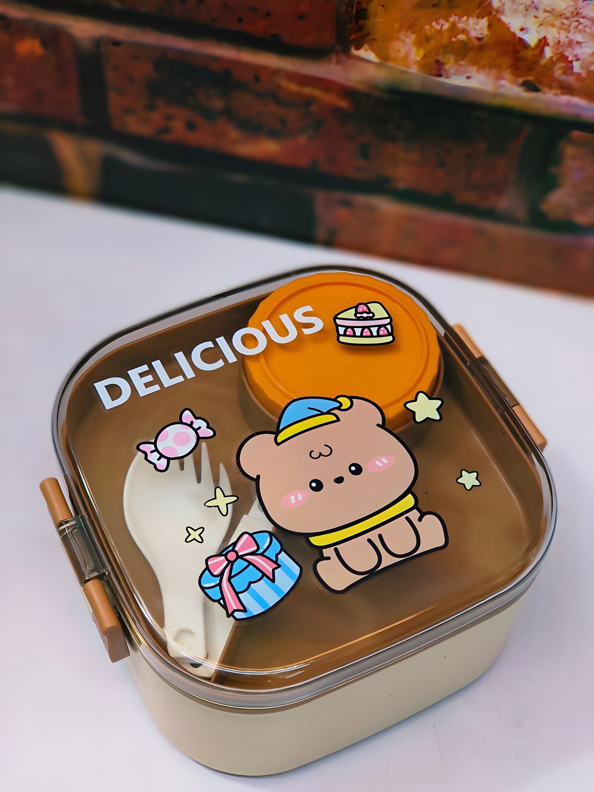 Ланч-бокс для їжі; подвійний; коричневий; арт. VR2008-2; VGR