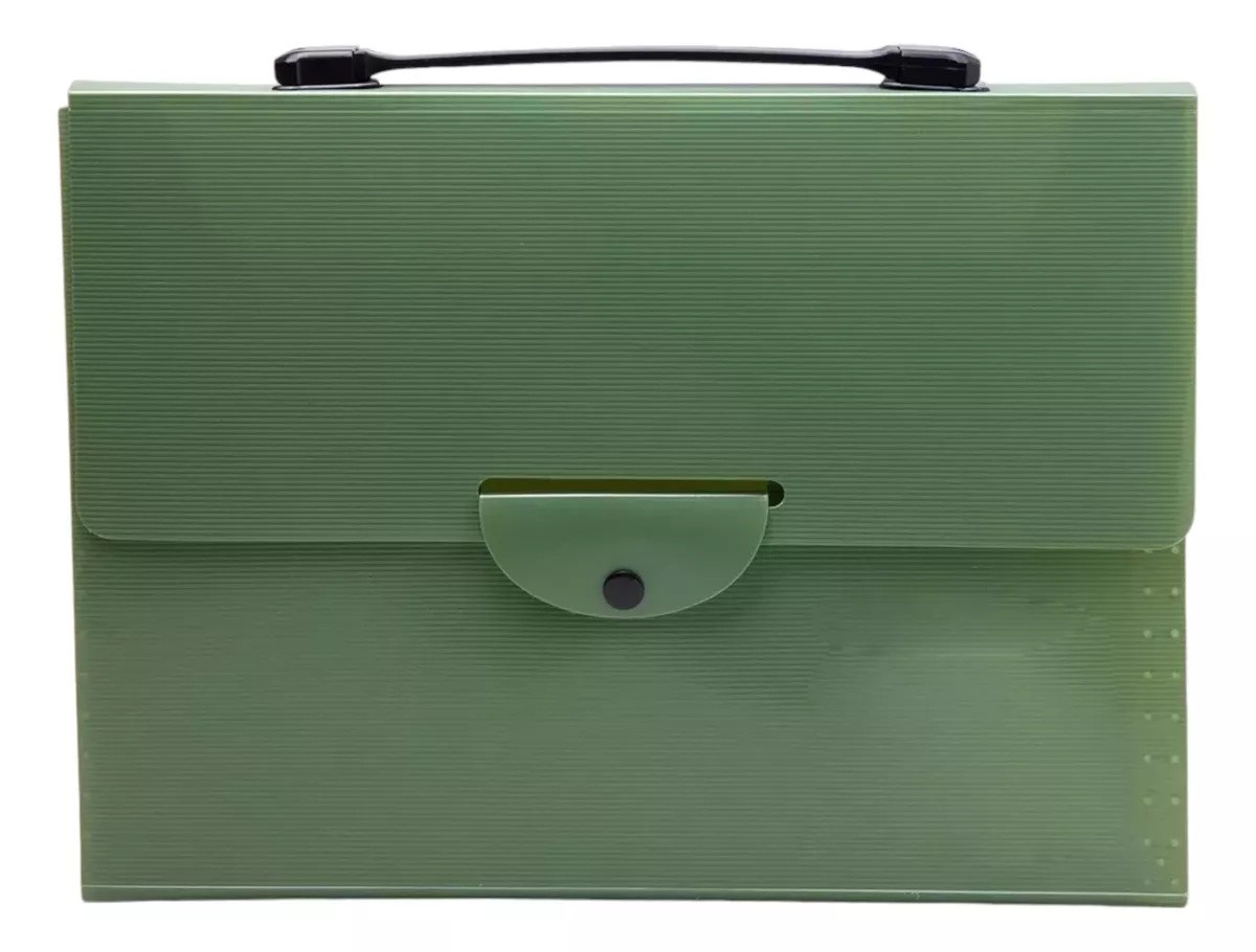 Портфель-картотека на кнопці; А4; 13 відділ.; пластик.; кол. зелений; арт. KL10523-3; KLERK